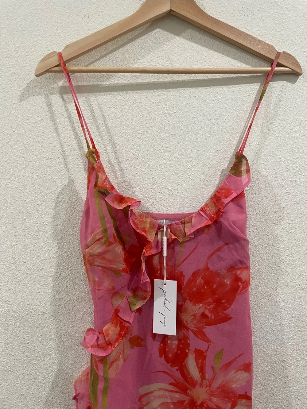 Petal and Pup Charli Pink Floral Tropical Print Slip Midi Dress NWT XS - Picture 8 of 15